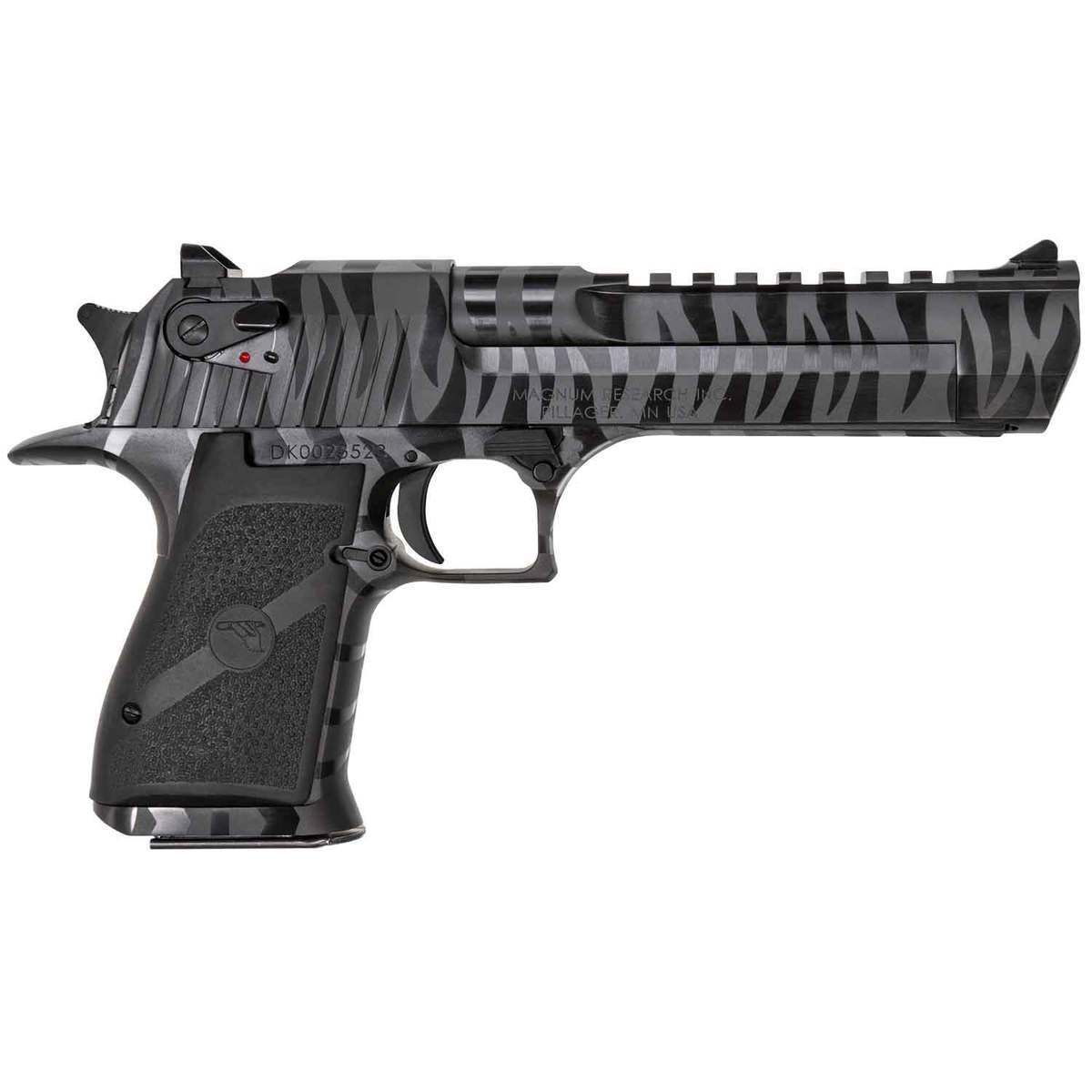 Desert Eagle Mark XIX 50 AE 6in Black with Tiger Stripes Pistol - 7+1 Rounds 1 Magnum Research Desert Eagle Mark XIX 50 Action Express 6in Black with Tiger Stripes Pistol - 7+1 Rounds